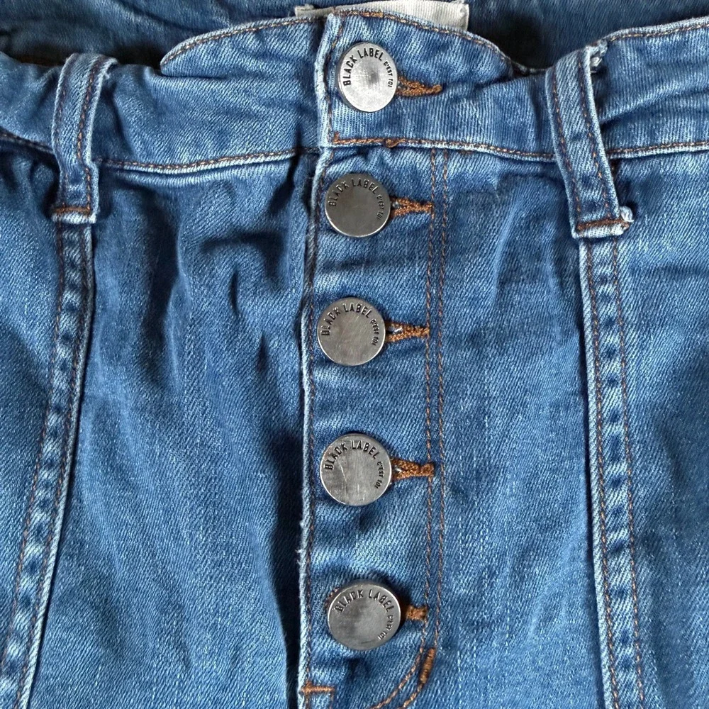 Black Label Cest Toi Wide Leg‎ Jeans Medium Wash Button Fly Raw Hem Size 11/29